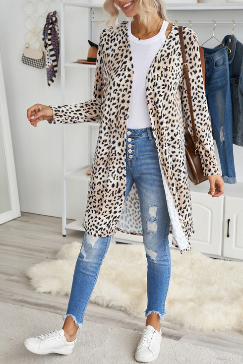 Print Colorblock Long Cardigan